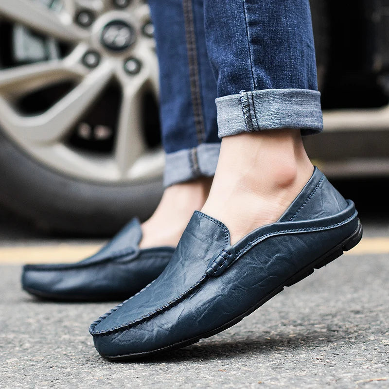 Hoogwaardige heren leren loafers in zwart, klassiek design, elegant, comfortabel, gemaakt van ademend, duurzaam materiaal