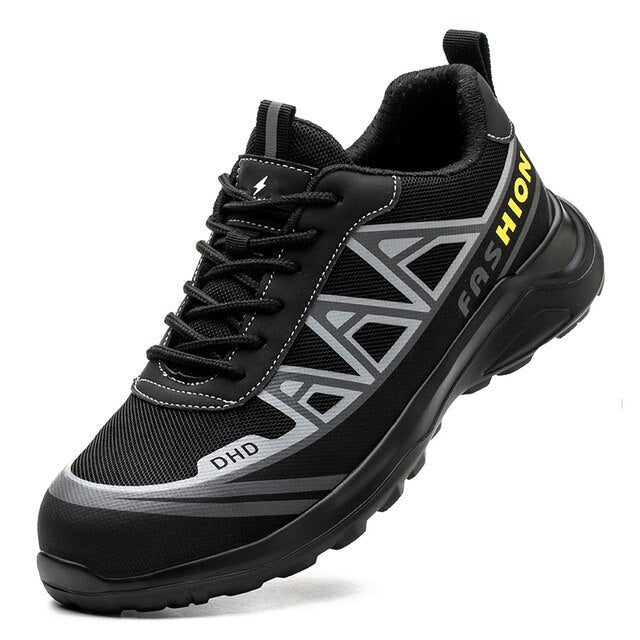 Robuuste herensafety schoenen met brede stalen neus, antislip zool en duurzaam leer.