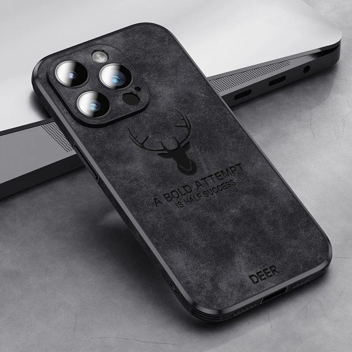 Hoogwaardig suède iPhone hoesje, schokbestendig, groen, met camerabescherming, luxe design, compatibel met iPhone 12-15