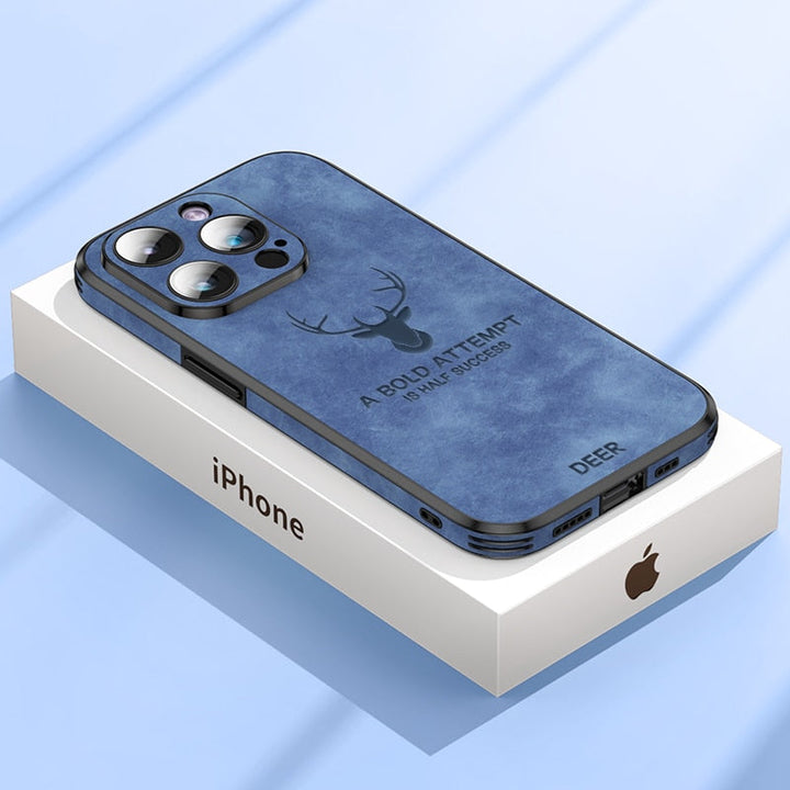 Hoogwaardig suède iPhone hoesje, schokbestendig, groen, met camerabescherming, luxe design, compatibel met iPhone 12-15