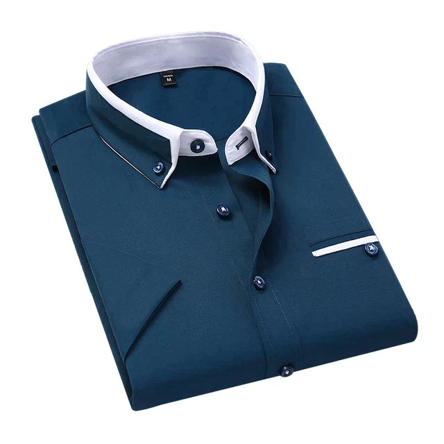 Herenmode: shirt met korte mouwen voor zowel werk als ontspanning, modern design