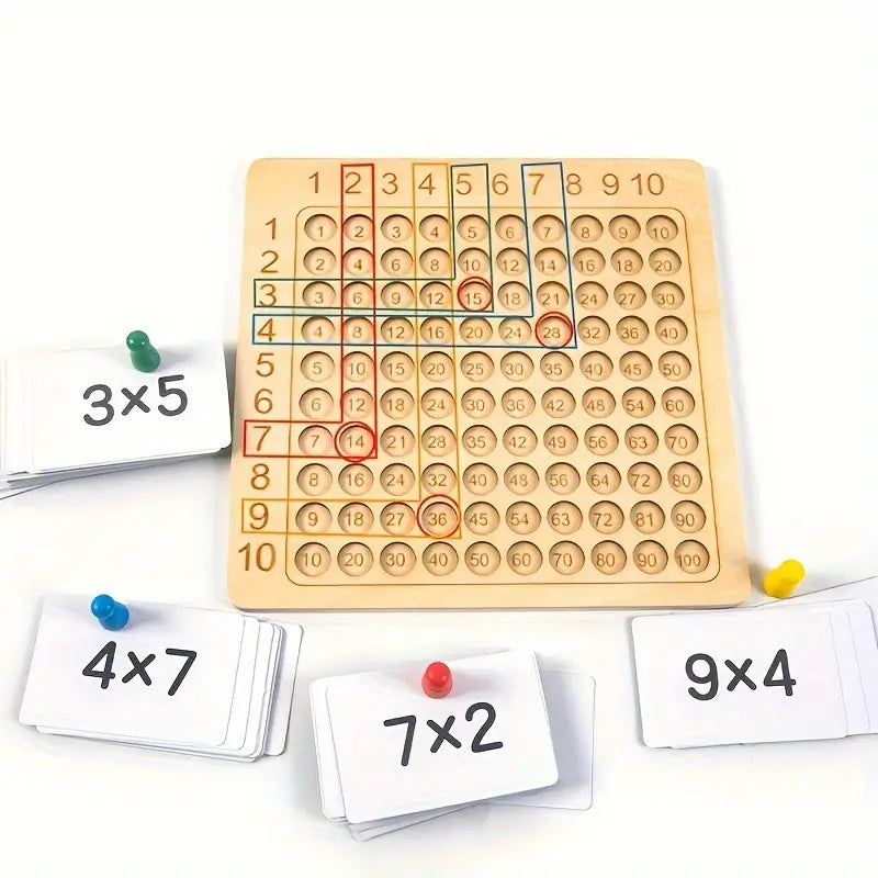 Houten wiskundespel voor kinderen, bevordert cijferbegrip, met gekleurde cijferchips, Montessori geïnspireerd.