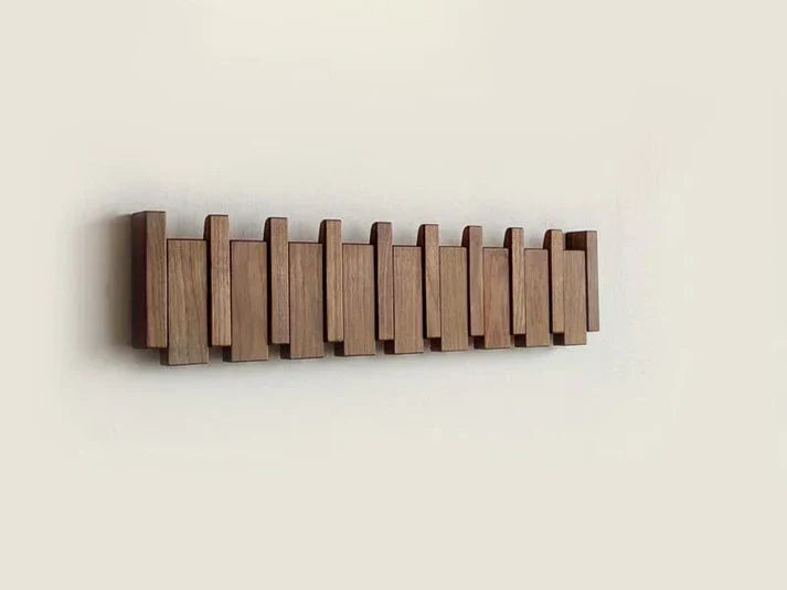 Massief houten piano kapstok; multifunctionele wanddecoratie en handige opberger voor elke ruimte.