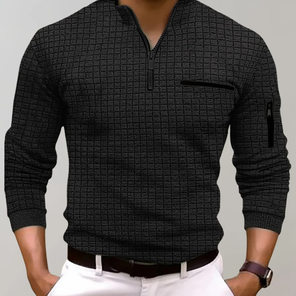 Hoymans heren poloshirt met ritskraag; comfortabel casual kledingstuk voor lente en zomer.