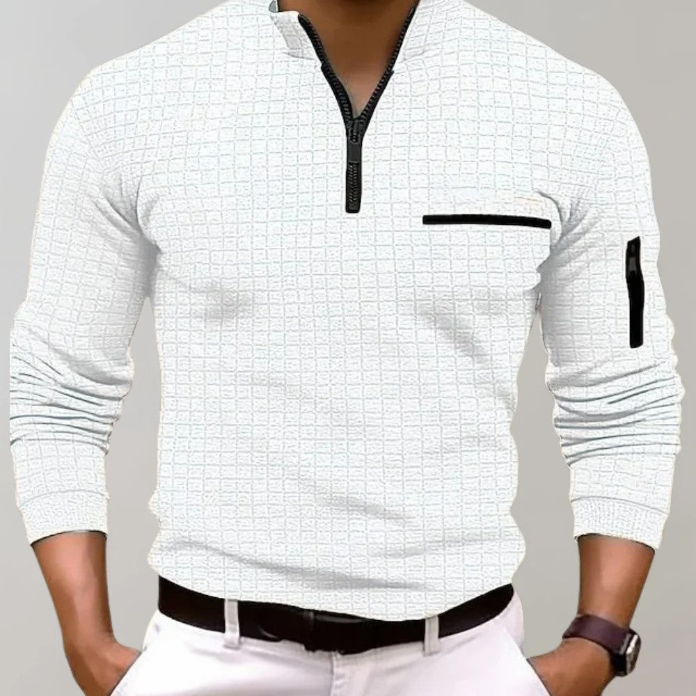 Stijlvolle Hoymans heren polo met ritskraag, perfect voor een sportieve of casual lente outfit.
