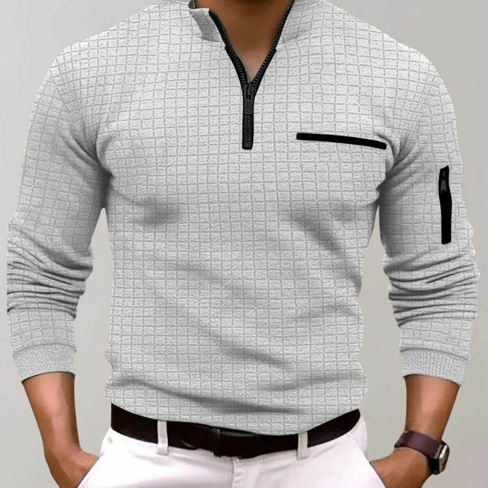 Hoymans heren poloshirt met moderne ritskraag; een essentieel item voor de casual herenmode.