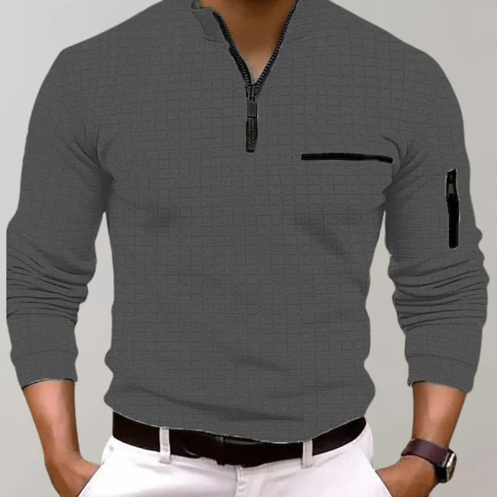 Veelzijdige heren polo van Hoymans met ritskraag, sportief en casual voor zomerse of lentemode.