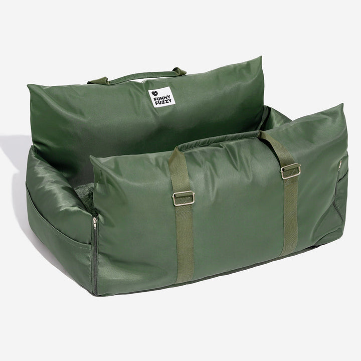 "Hunde Autositzbett Grau Einzelsitz, weich gepolstert, abnehmbar, stabilisierende Sicherheitsleinen für sicheres Reisen"