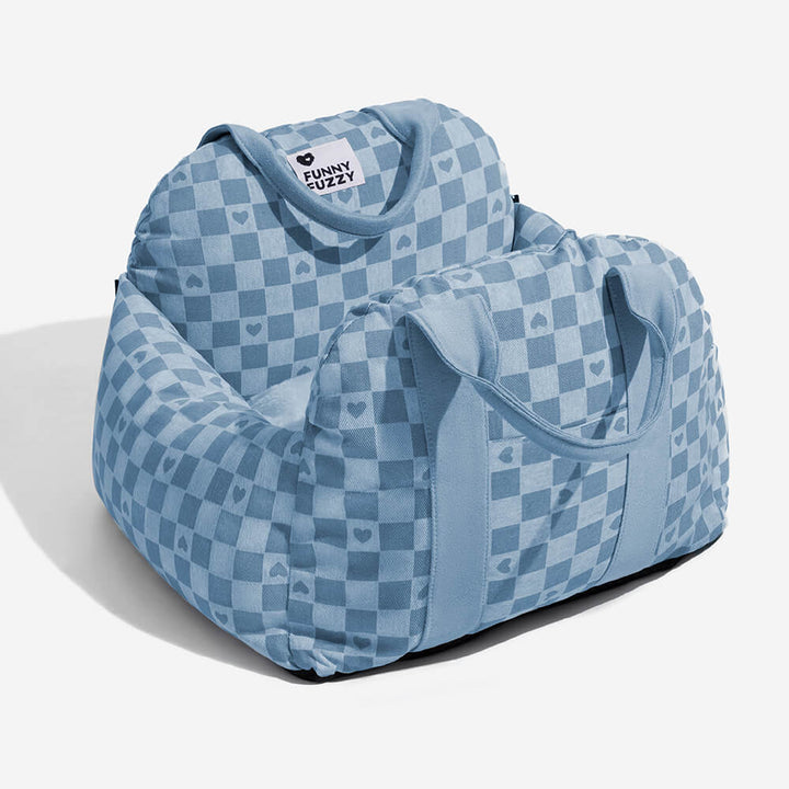 "Hunde Autositzbett Grau Einzelsitz, weich gepolstert, abnehmbar, stabilisierende Sicherheitsleinen für sicheres Reisen"