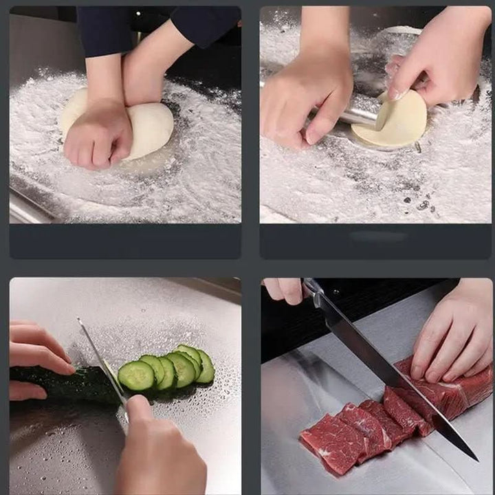 Moderne, professionele RVS snijplank. Hygiënisch keukengerei met antislip voor veilig snijden van alle ingrediënten.
