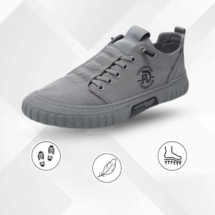 Unisex ergonomische schoenen met een flexibele zool en ademend bovenwerk voor pijnverlichting, zijaanzicht.