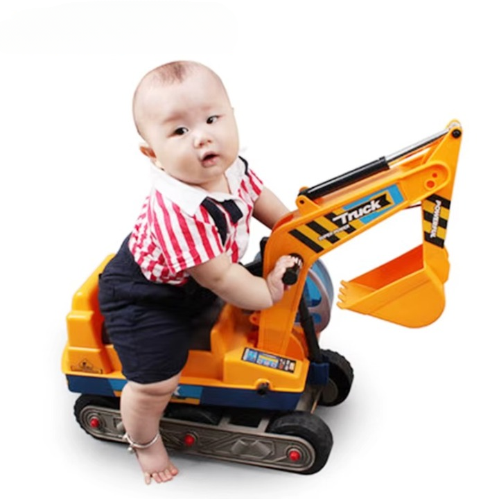 Kinderopgraafmachine speelgoedauto - Met helm