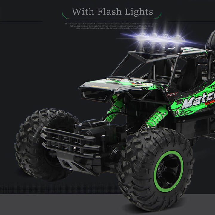 Indrukwekkende 4x4 RC monstertruck in offroadrit, robuust ontwerp, geschikt voor elk terrein, ideaal voor offroad-avonturen.