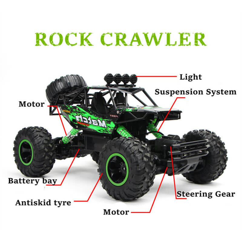 Indrukwekkende 4x4 RC monstertruck in offroadrit, robuust ontwerp, geschikt voor elk terrein, ideaal voor offroad-avonturen.