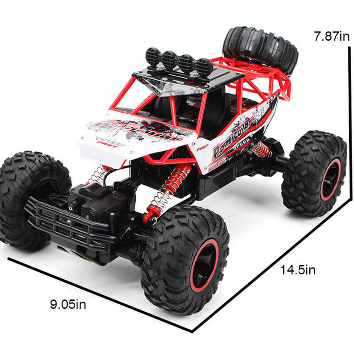 Indrukwekkende 4x4 RC monstertruck in offroadrit, robuust ontwerp, geschikt voor elk terrein, ideaal voor offroad-avonturen.