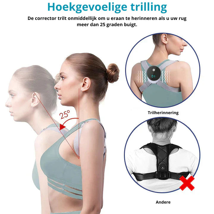 Intelligente EMS-houdingscorrector onder kleding, lichtgewicht, flexibele banden, discreet en comfortabel voor een betere houding