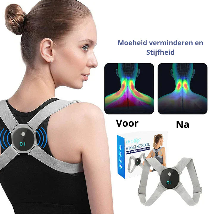 Intelligente EMS-houdingscorrector onder kleding, lichtgewicht, flexibele banden, discreet en comfortabel voor een betere houding