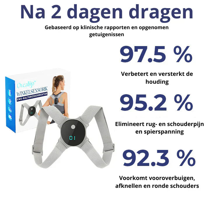 Intelligente EMS-houdingscorrector onder kleding, lichtgewicht, flexibele banden, discreet en comfortabel voor een betere houding