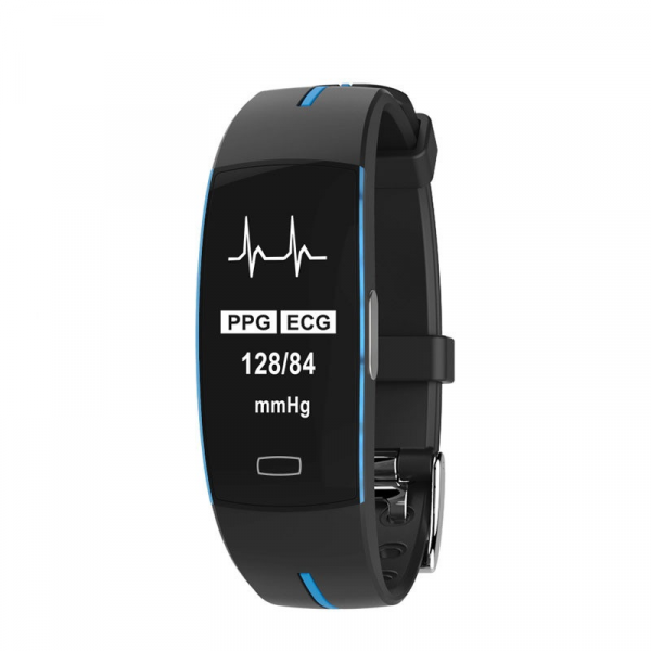 Unisex smartwatch op pols: nauwkeurige bloeddruk- & hartslagmeter. Comfortabele siliconen wearable voor actieve levensstijl.