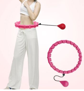 Intelligente fitnesshoepel in roze, innovatief voor effectieve thuis workout, aanpasbaar voor tailleversteviging en vetverbranding