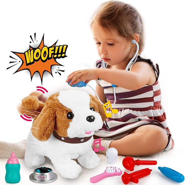 Zachte pluche BuddyPaw interactieve hond, realistisch en aaibaar. Perfect educatief kindercadeau voor dierenliefhebbers.