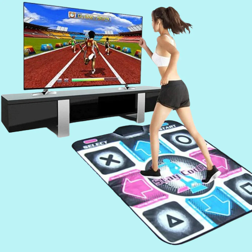 Interactieve dansmat met muziek en bewegingssensor, ideaal voor home fitness, leuke ontwerpen, stimuleert beweging en coördinatie.