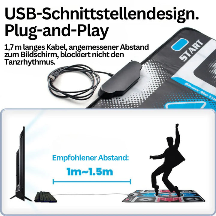 Interactieve dansmat met muziek en bewegingssensor, ideaal voor home fitness, leuke ontwerpen, stimuleert beweging en coördinatie.