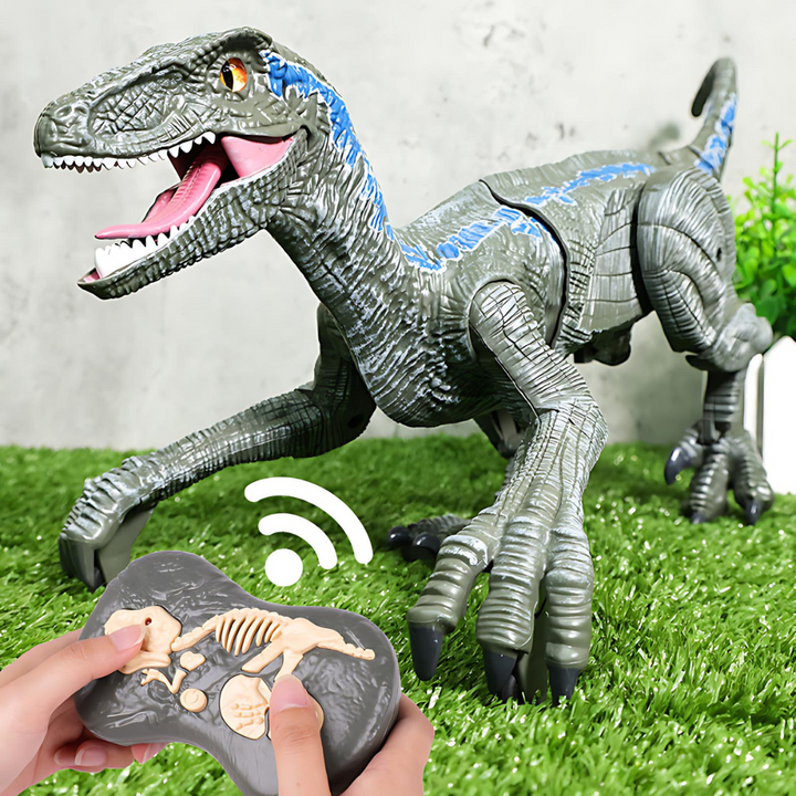 Interactieve RoboRex Dinosaurus met LED's en nevelspray aan de zijkant, op afstand bestuurbaar speelgoed voor levensechte speelmomenten.