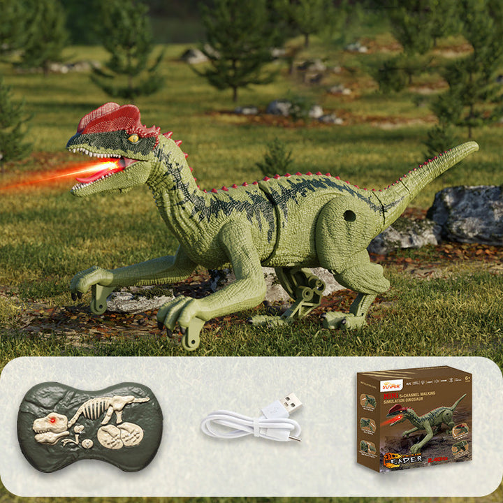 Interactieve RoboRex Dinosaurus met LED's en nevelspray aan de zijkant, op afstand bestuurbaar speelgoed voor levensechte speelmomenten.