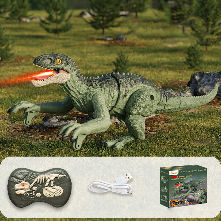 Interactieve RoboRex Dinosaurus met LED's en nevelspray aan de zijkant, op afstand bestuurbaar speelgoed voor levensechte speelmomenten.