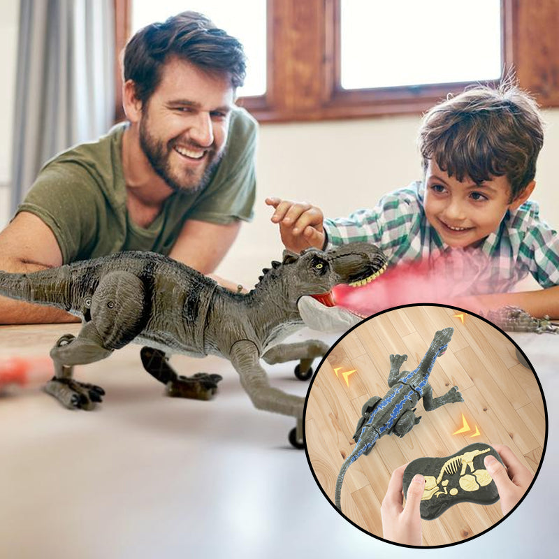 Interactieve RoboRex Dinosaurus met LED's en nevelspray aan de zijkant, op afstand bestuurbaar speelgoed voor levensechte speelmomenten.
