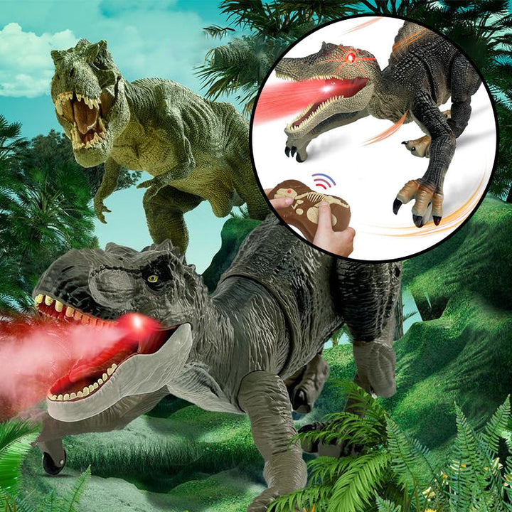 Interactieve RoboRex Dinosaurus met LED's en nevelspray aan de zijkant, op afstand bestuurbaar speelgoed voor levensechte speelmomenten.