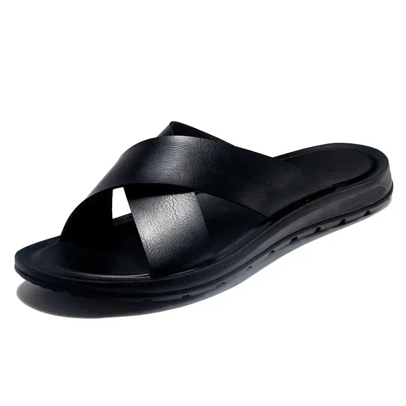 Heren slip-on sandalen van Italiaans leer, handgemaakt, zomerse mode