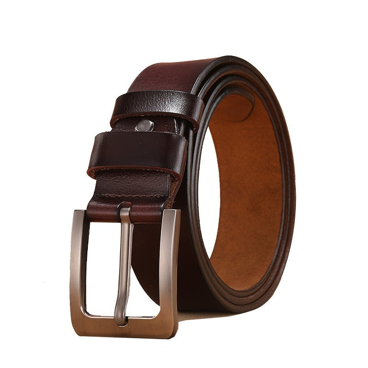 Zwarte elegante heren riem met klassieke pin-gesp. Verstelbaar en duurzaam herenaccessoire voor elke gelegenheid.