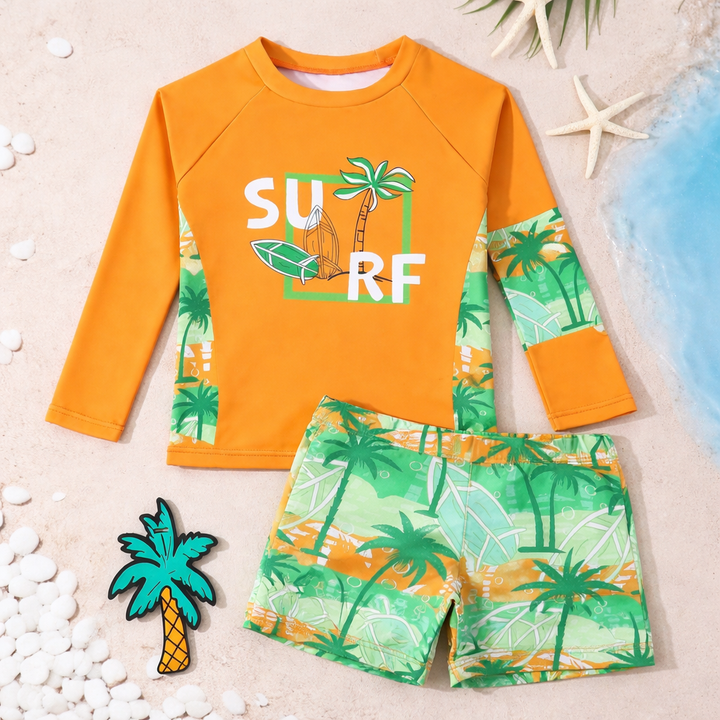 Kindvriendelijke UV-zwemkleding voor jongens, een comfortabele en complete 2-delige set.