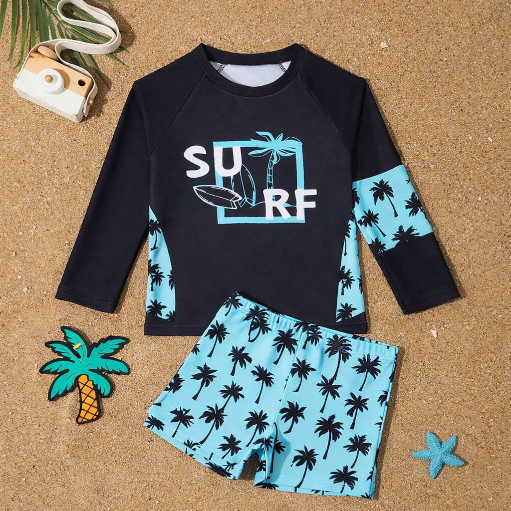 Kinder zwemkleding: stijlvolle 2-delige zwemset voor jongens met UV-werende stof.