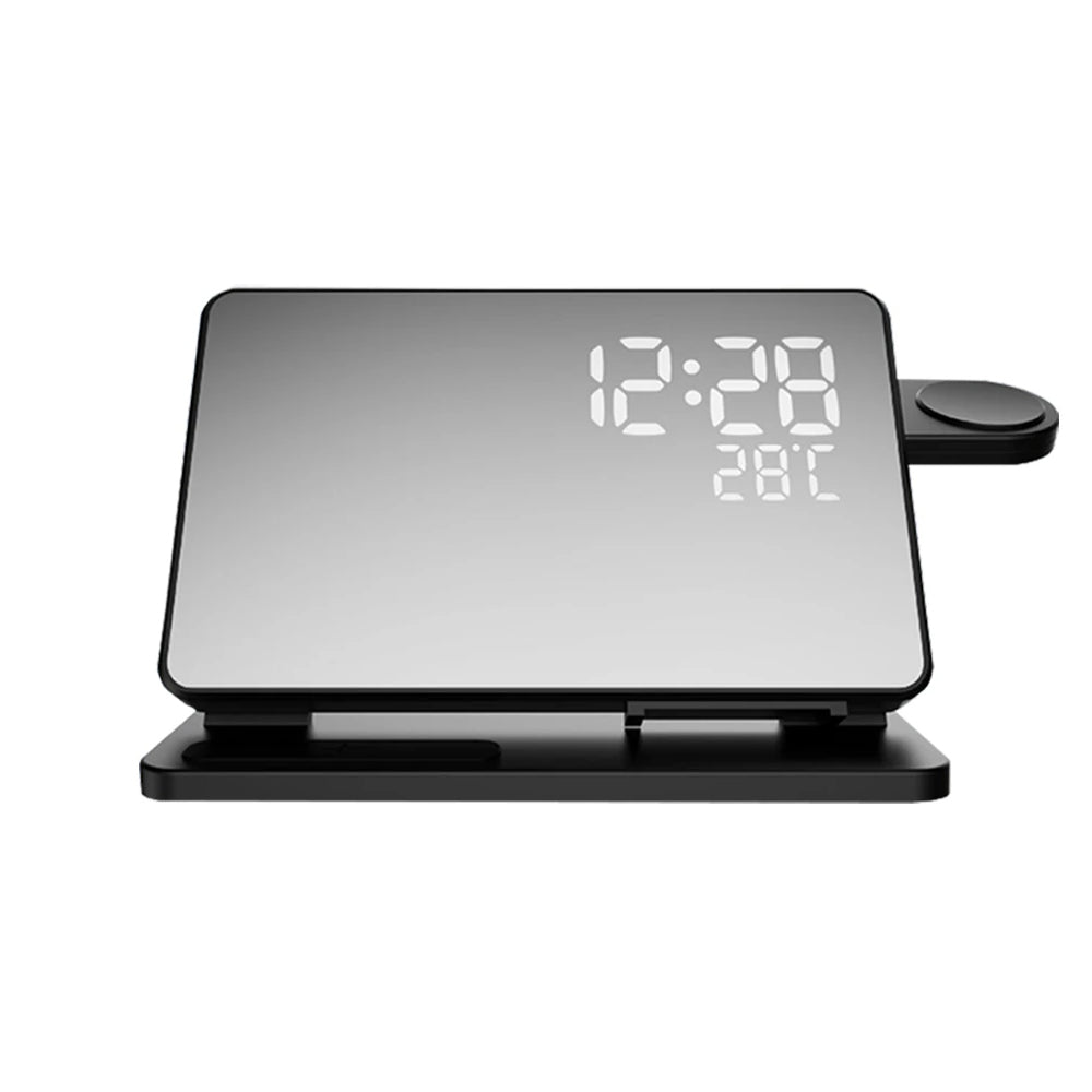 Draadloos 3-in-1 oplaadstation voor iPhone, Apple Watch & AirPods, elegant ontwerp, Qi snel opladen, wekkerdisplay