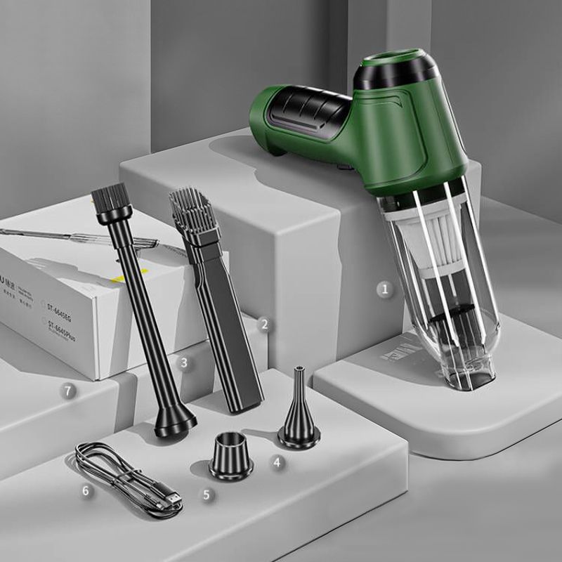 Draadloze, compacte autostofzuiger met sterke zuigkracht, ideale reinigingsoplossing, licht en draagbaar, in zilver.
