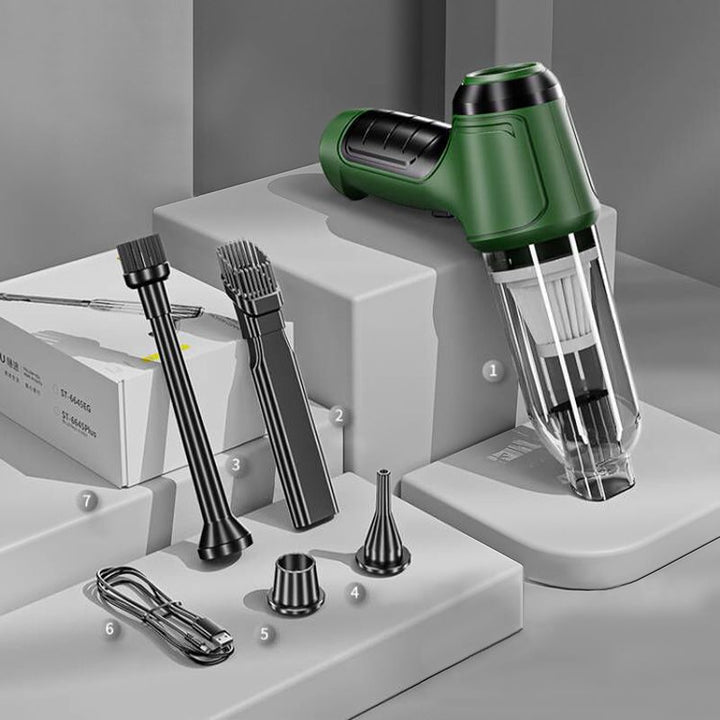 Draadloze, compacte autostofzuiger met sterke zuigkracht, ideale reinigingsoplossing, licht en draagbaar, in zilver.