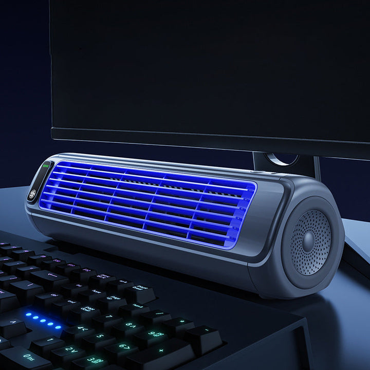 Draadloze compacte mobiele airconditioner, draagbaar, wit, ideaal voor verkoeling onderweg, efficiënt voor kleine ruimtes, lange batterijduur.
