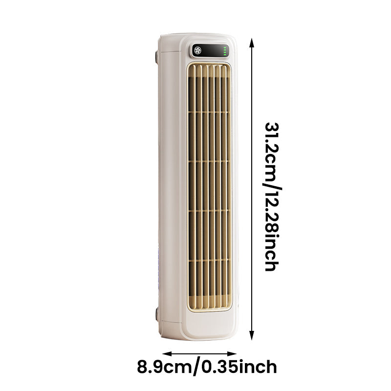 Draadloze compacte mobiele airconditioner, draagbaar, wit, ideaal voor verkoeling onderweg, efficiënt voor kleine ruimtes, lange batterijduur.