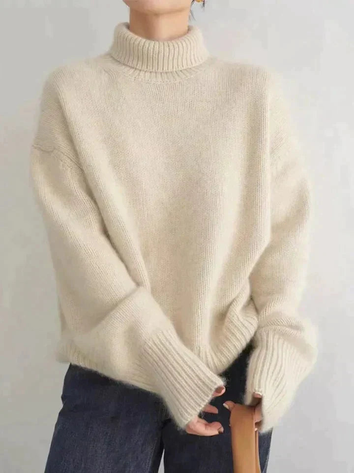 Dames Kasjmier Coltrui, luxueus zacht, elegant ontwerp, tijdloze stijl in zacht beige, perfecte pasvorm.