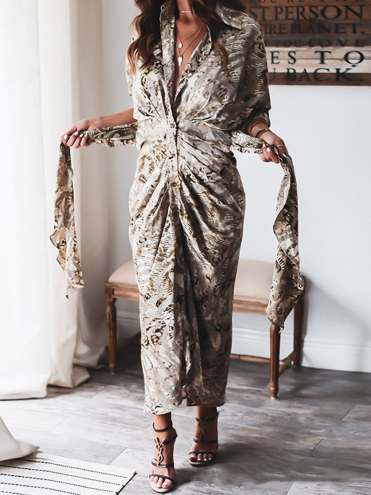Lange khaki damesjurk, perfecte zomerjurk. Comfortabele en veelzijdige bohemien maxi jurk voor een trendy look.