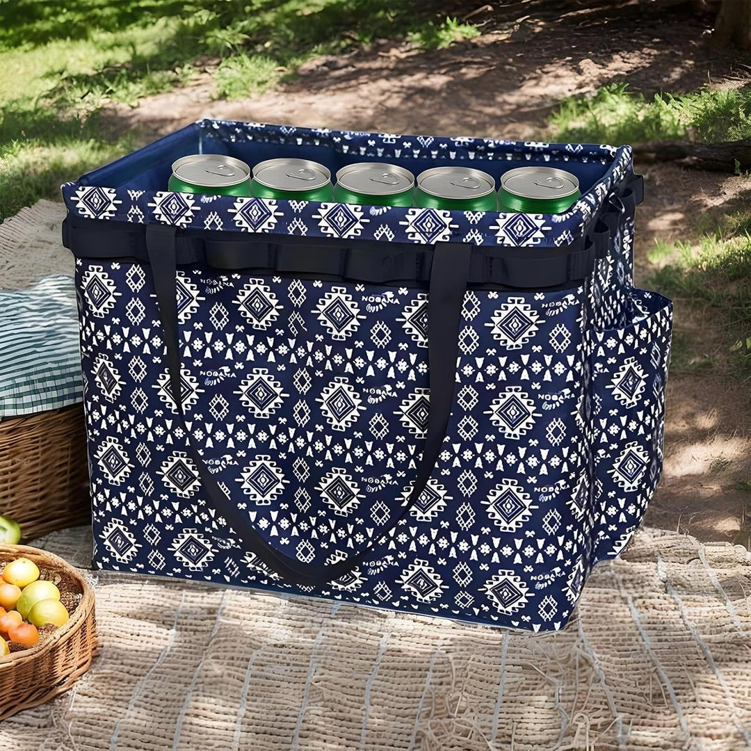 Unisex marineblauwe kampeertas, waterdicht en opvouwbaar. De ideale organizer voor elke trip.