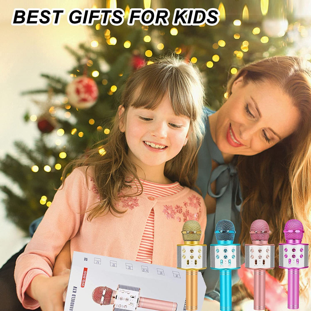 Draagbare karaoke microfoon voor kinderen in levendige kleuren, met Bluetooth, ideaal voor leuke karaokefeestjes en entertainment.