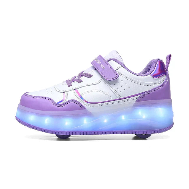 Lichtgevende LED rolschoenen voor kinderen, met uitneembare wielen. Veilig en speels voor buitenspelen.