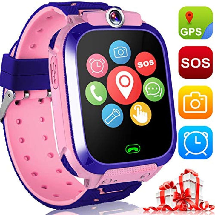 Leuke kinder smartwatch met camera; beschikbaar in roze, blauw, groen. Perfect speelgoed & kinder telefoon.