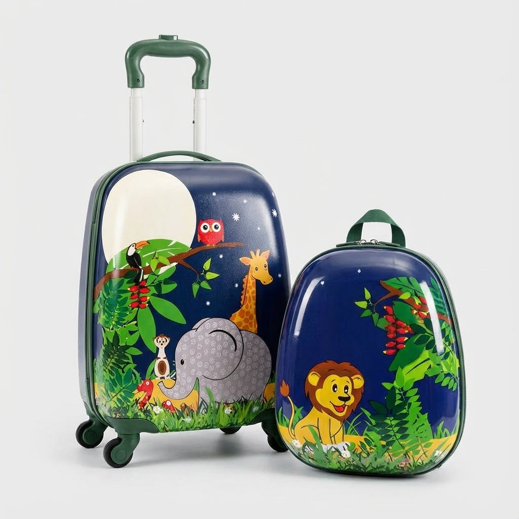 Kinderbagageset met astronautenprint: TinyTrek rugzak en trolley, ideale reiskoffer voor jonge ruimtevaarders.