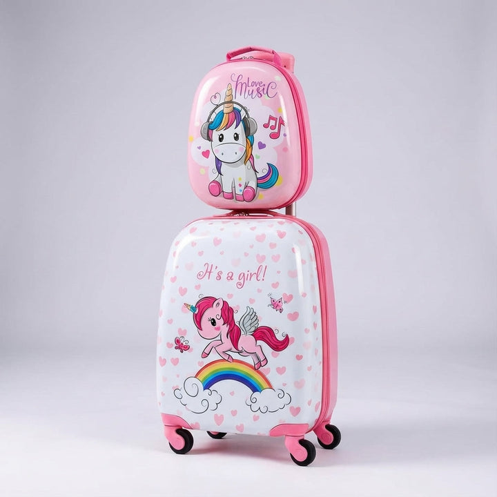 Kinderbagage: kleurrijke TinyTrek trolley en rugzak set voor jongens en meisjes, makkelijk voor vakanties.
