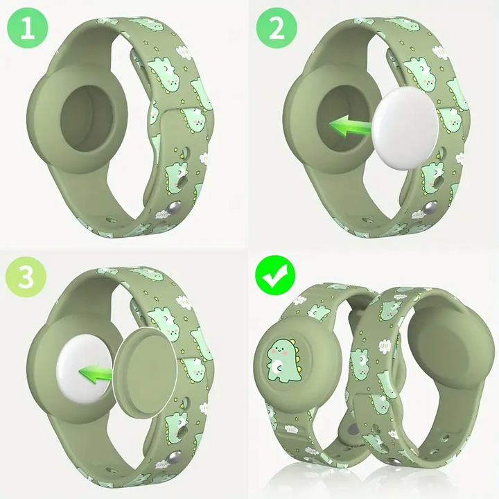 Comfortabele siliconen Airtag armband voor kinderen, ideaal voor buitenspelen en gemoedsrust ouders.